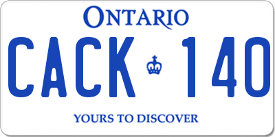 ON license plate CACK140