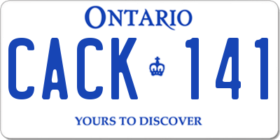 ON license plate CACK141