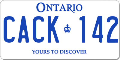 ON license plate CACK142