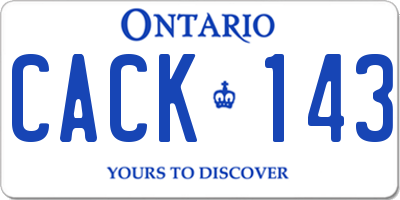 ON license plate CACK143