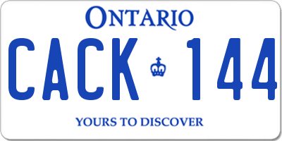 ON license plate CACK144