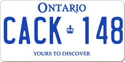 ON license plate CACK148