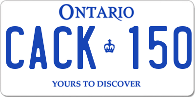 ON license plate CACK150