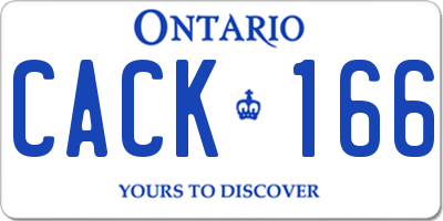 ON license plate CACK166