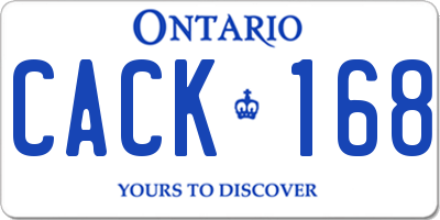 ON license plate CACK168