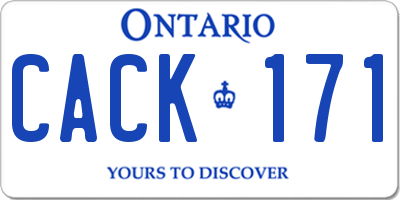 ON license plate CACK171