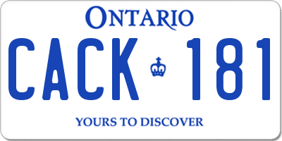 ON license plate CACK181