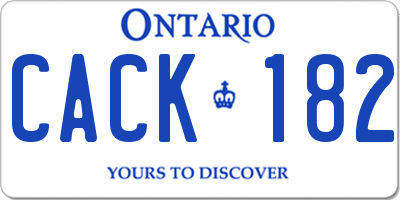 ON license plate CACK182