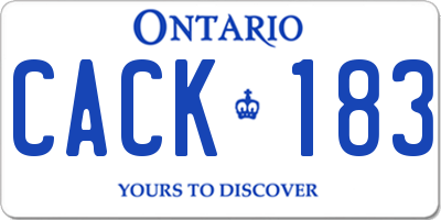 ON license plate CACK183