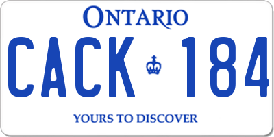 ON license plate CACK184