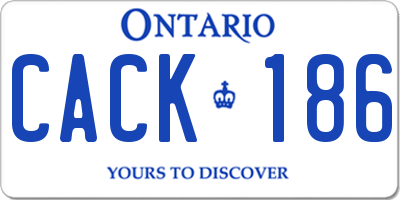 ON license plate CACK186