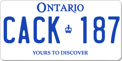 ON license plate CACK187