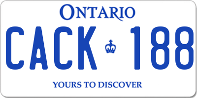 ON license plate CACK188