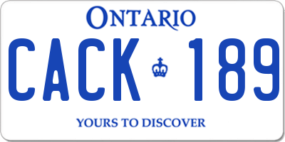 ON license plate CACK189