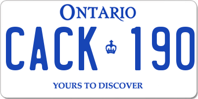 ON license plate CACK190