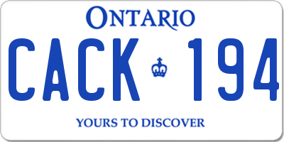 ON license plate CACK194