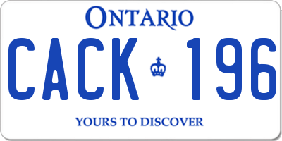 ON license plate CACK196