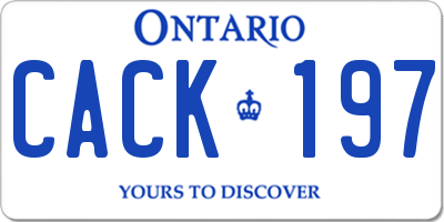 ON license plate CACK197