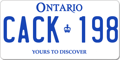 ON license plate CACK198