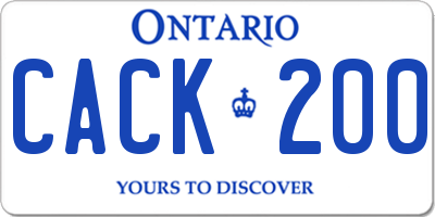 ON license plate CACK200