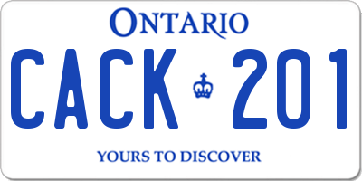 ON license plate CACK201