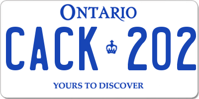 ON license plate CACK202