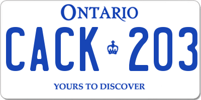 ON license plate CACK203