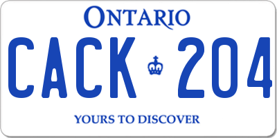 ON license plate CACK204