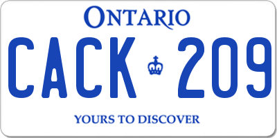 ON license plate CACK209