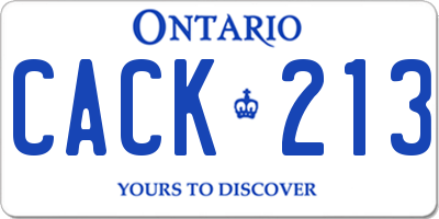 ON license plate CACK213