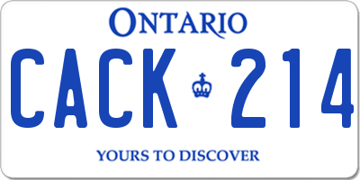 ON license plate CACK214