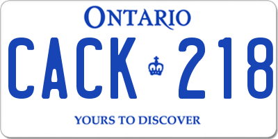 ON license plate CACK218