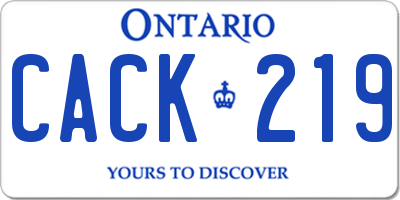 ON license plate CACK219