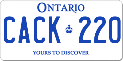 ON license plate CACK220