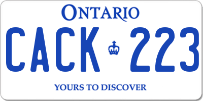 ON license plate CACK223