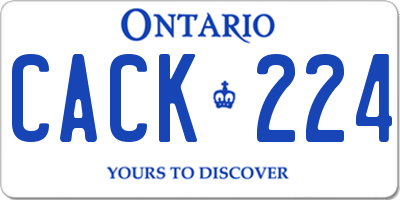 ON license plate CACK224