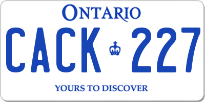 ON license plate CACK227