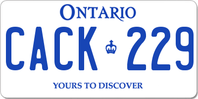 ON license plate CACK229