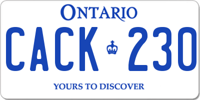 ON license plate CACK230