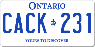 ON license plate CACK231