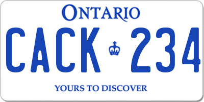 ON license plate CACK234