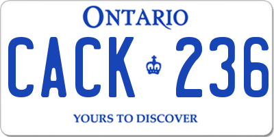 ON license plate CACK236