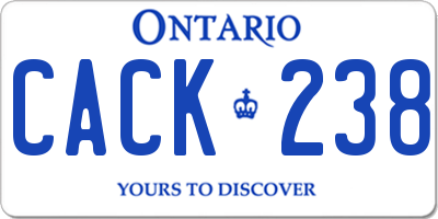 ON license plate CACK238