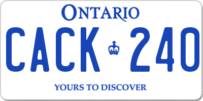 ON license plate CACK240