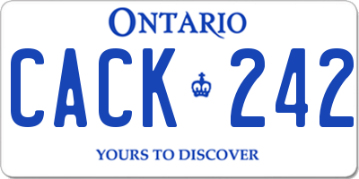 ON license plate CACK242