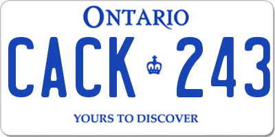 ON license plate CACK243