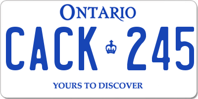 ON license plate CACK245