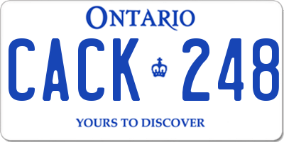 ON license plate CACK248