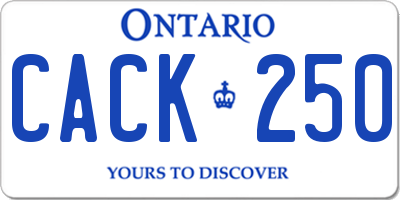 ON license plate CACK250