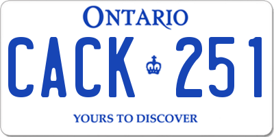 ON license plate CACK251